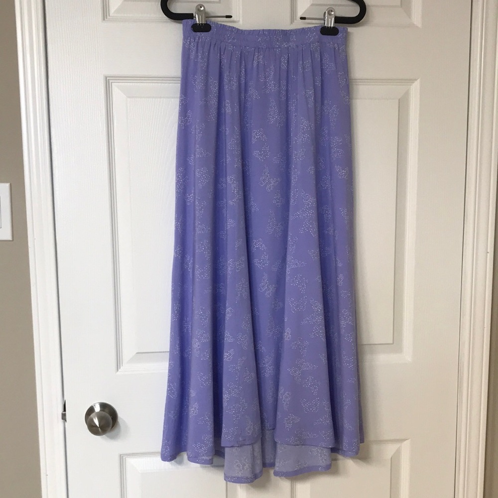 Ricki's Light Purple Maxi Skirt; Subtle Butterfly Print; High-Low Hem; Sz XS